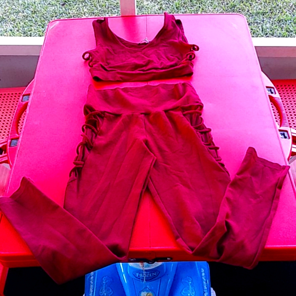 Two piece burgundy set